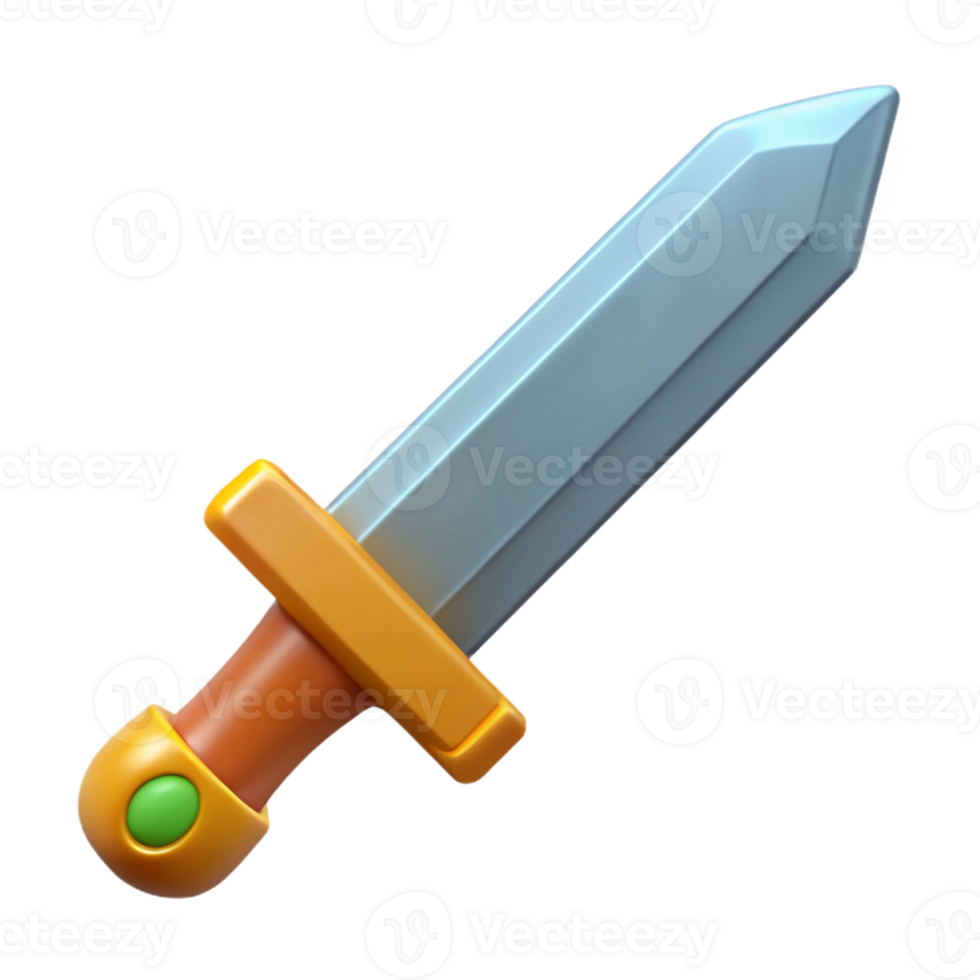 extraordinary artistic Single, stylized, cartoon sword, pixel art style high quality png