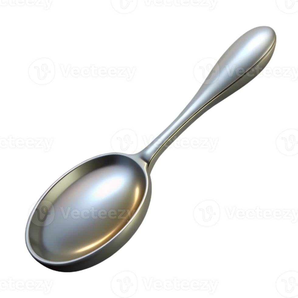 beautiful minimalist Teaspoon, silver, classic design, 4K png