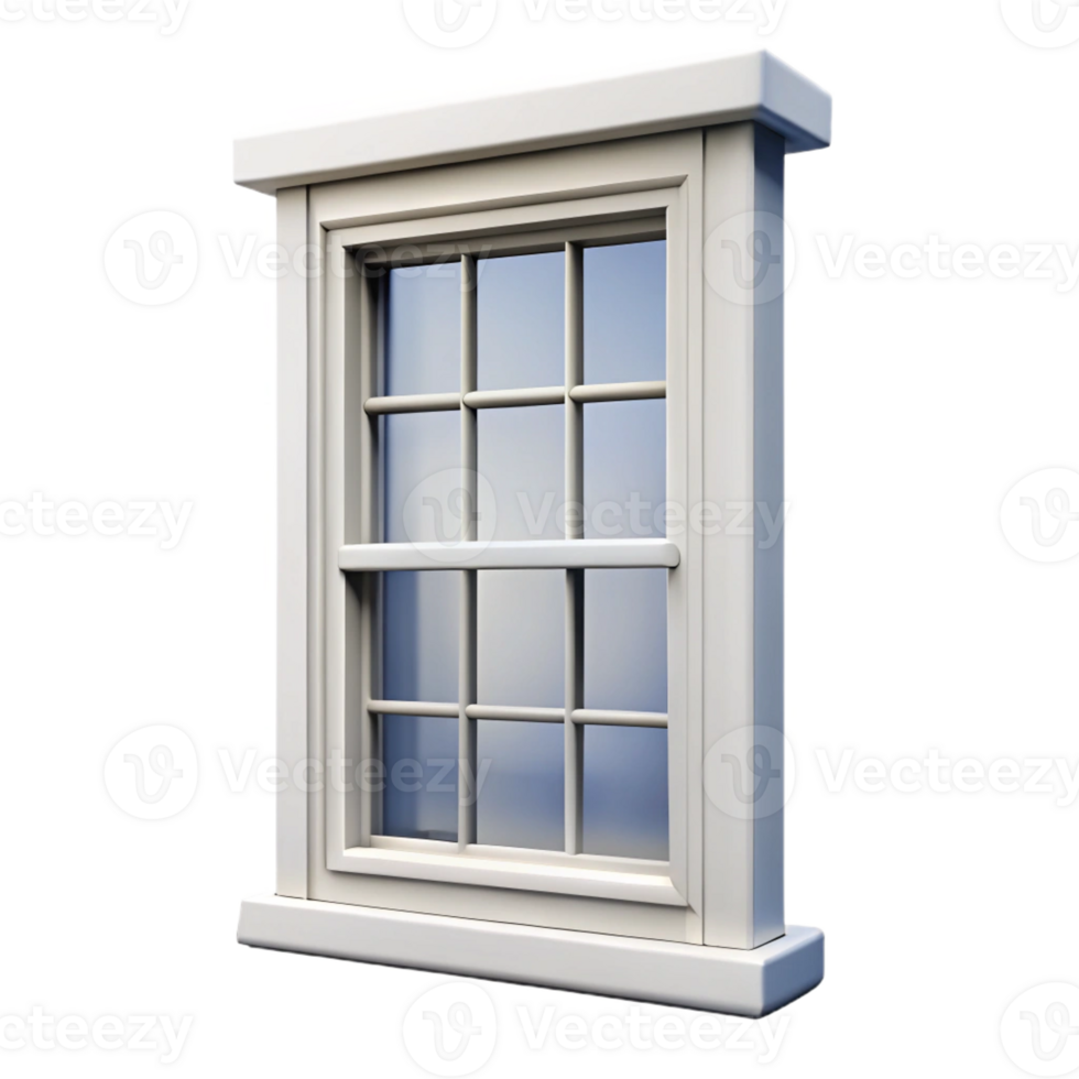 wonderful traditional Georgian sash window, white painted wood authentic png