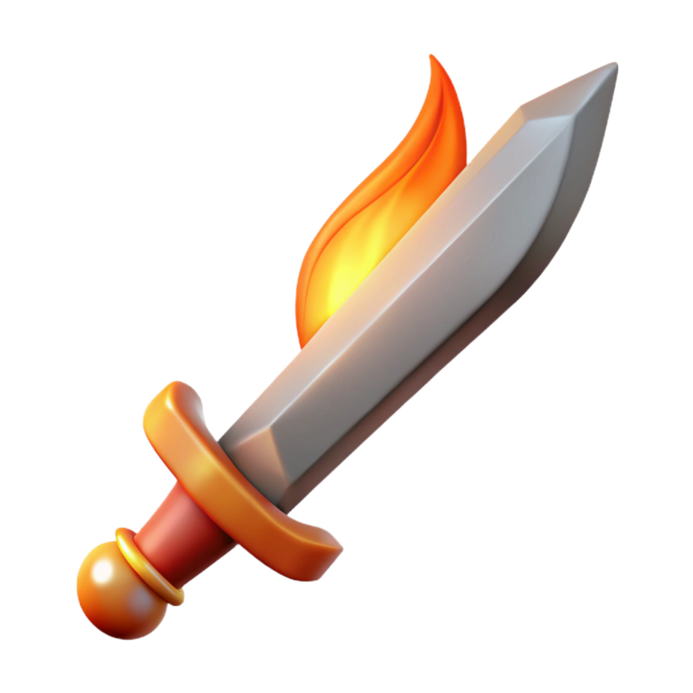 vibrant abstract A stylized sword, flames rising from the blade detailed png
