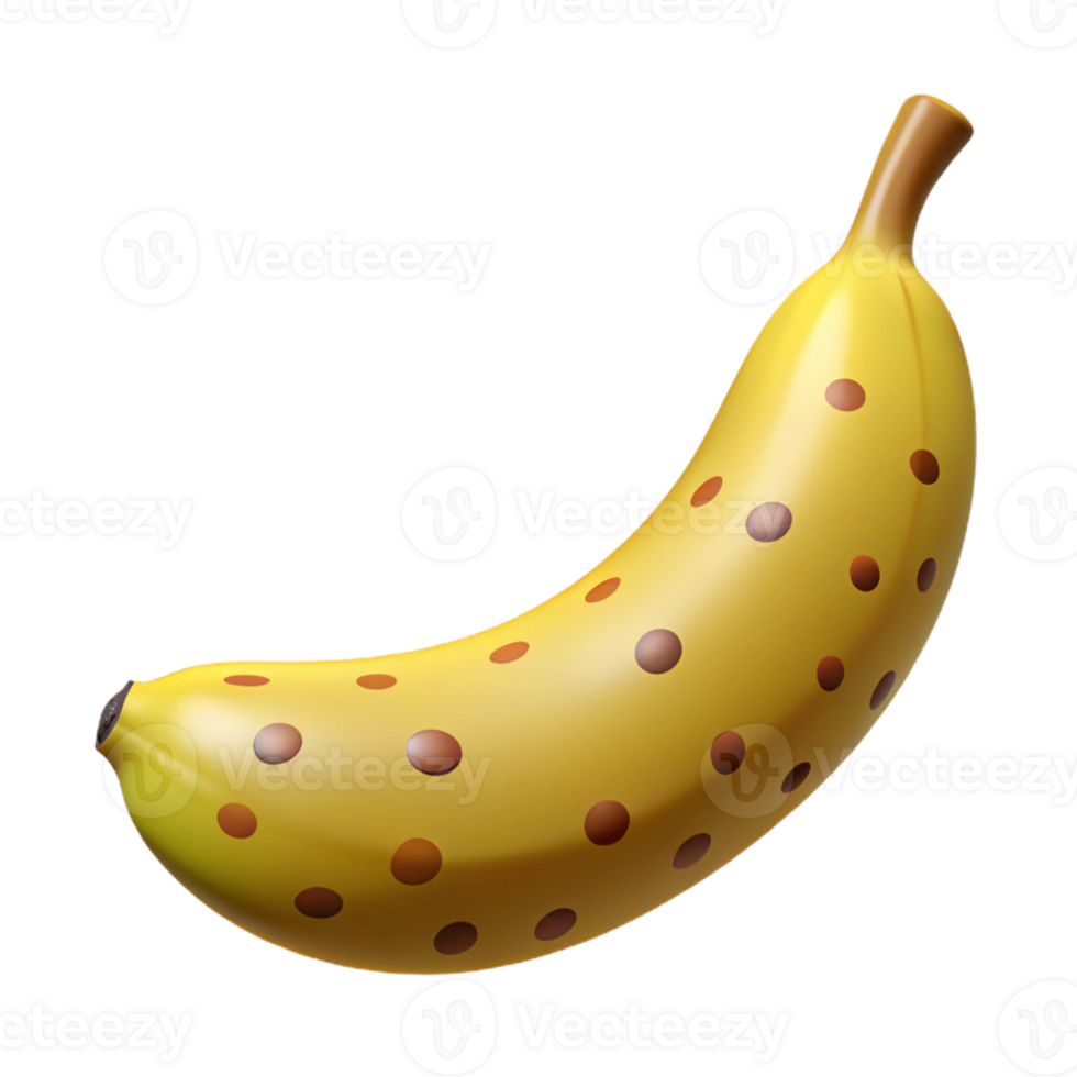 magnificent minimalist A single, ripe banana, yellow with brown spots premium png