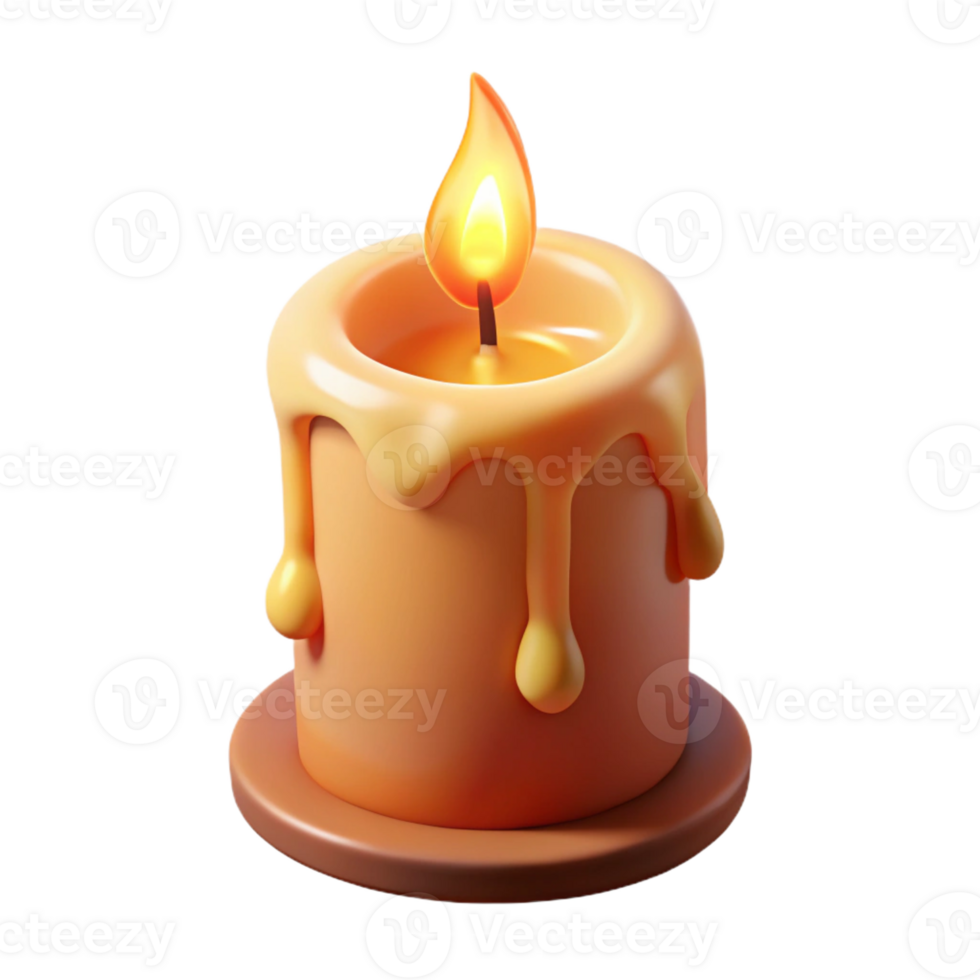 elegant artistic A burning candle with dripping wax premium png