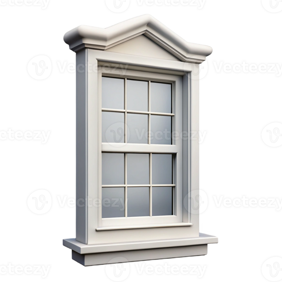 impressive modern Georgian sash window, white painted wood professional png