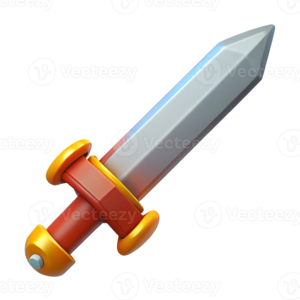 extraordinary minimalist Single, stylized, cartoon sword, pixel art style premium png