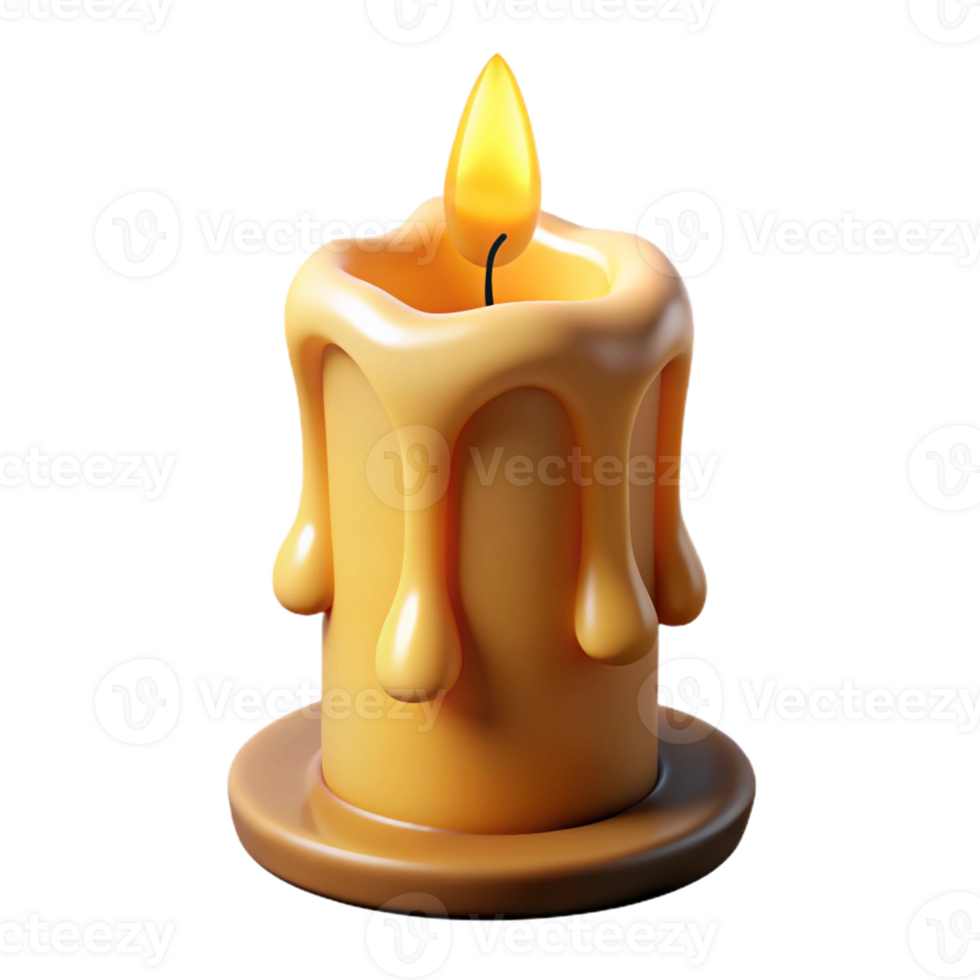 extraordinary rustic Single, burning candle, dripping wax detailed png