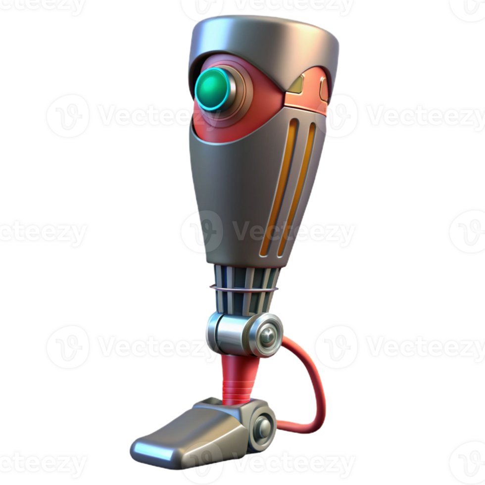 vibrant creative Cyberpunk prosthetic leg with exposed wiring authentic png