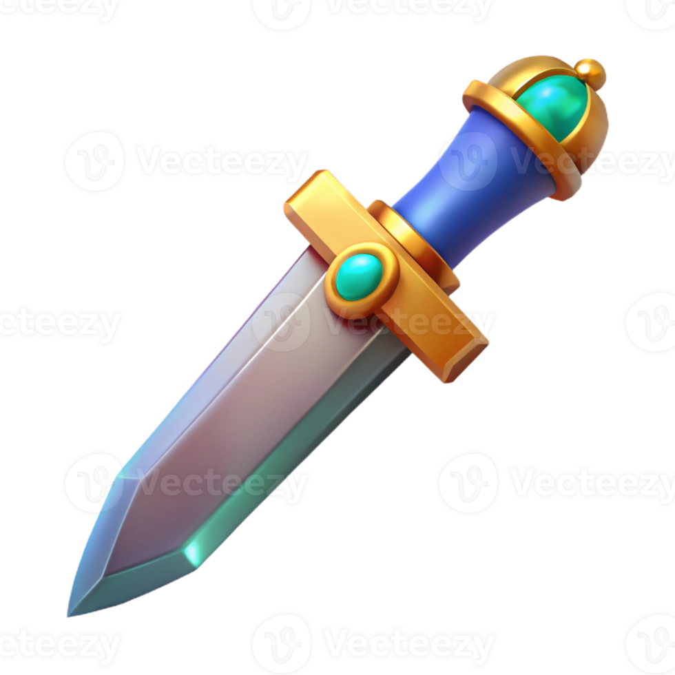 serene classic A single, stylized dagger, with a jeweled hilt high resolution png