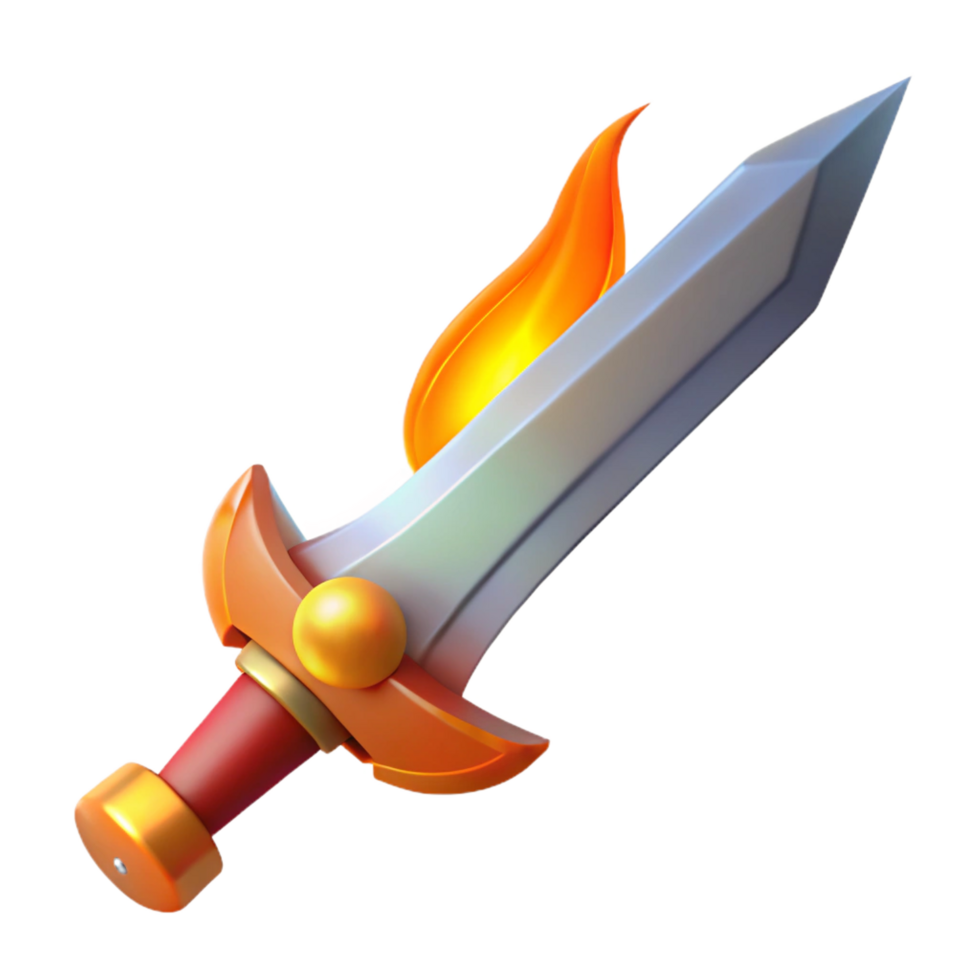 stunning modern A stylized sword, flames rising from the blade genuine png