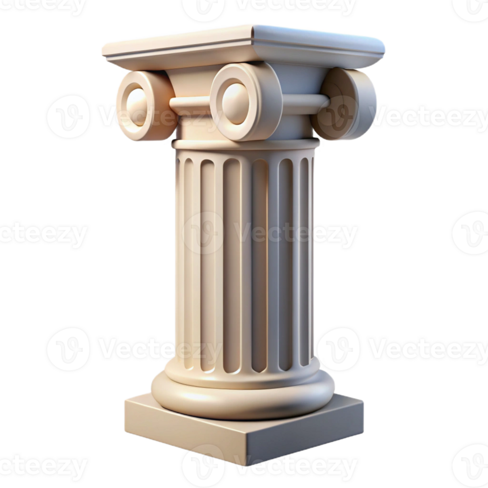 beautiful modern Roman column capital, Ionic order, detailed png