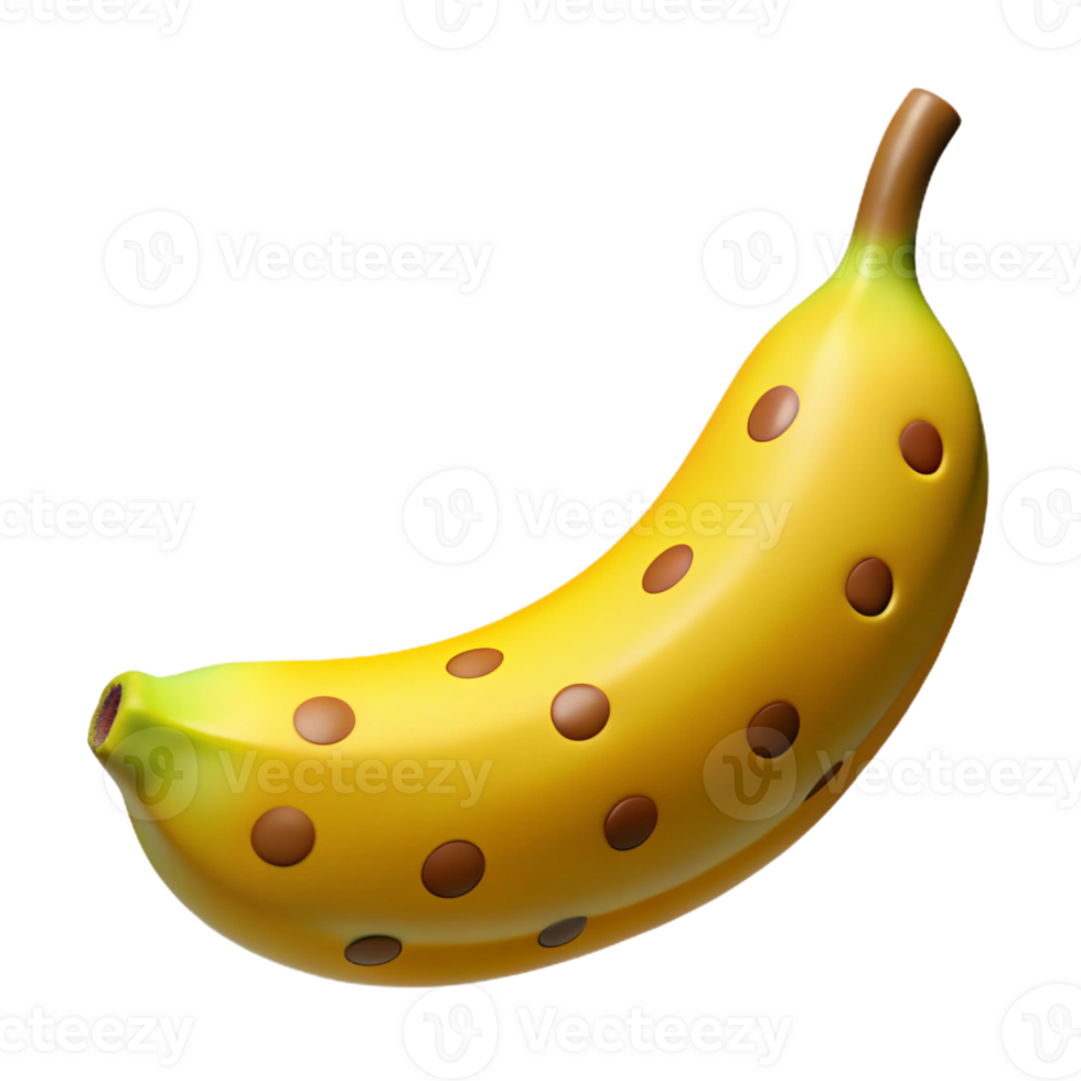 extraordinary creative A single, ripe banana, yellow with brown spots high resolution png