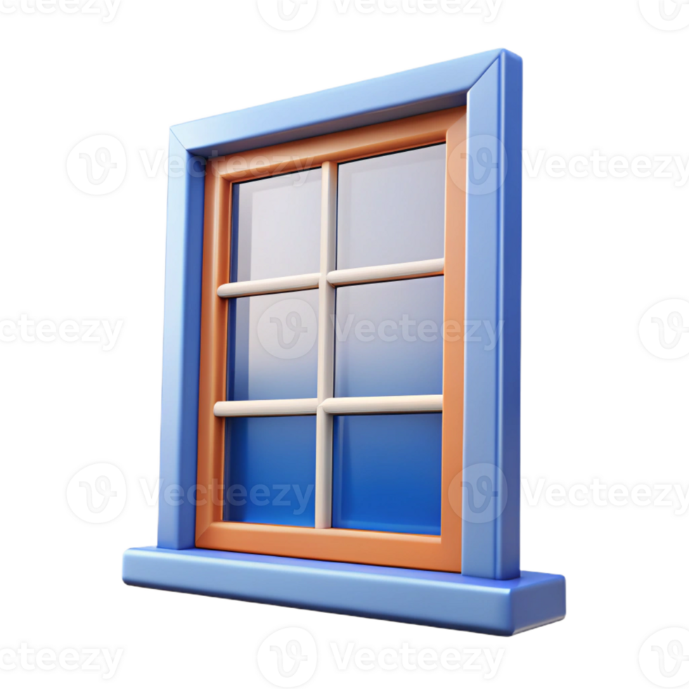 wonderful classic Double-hung window, white frame, high resolution png