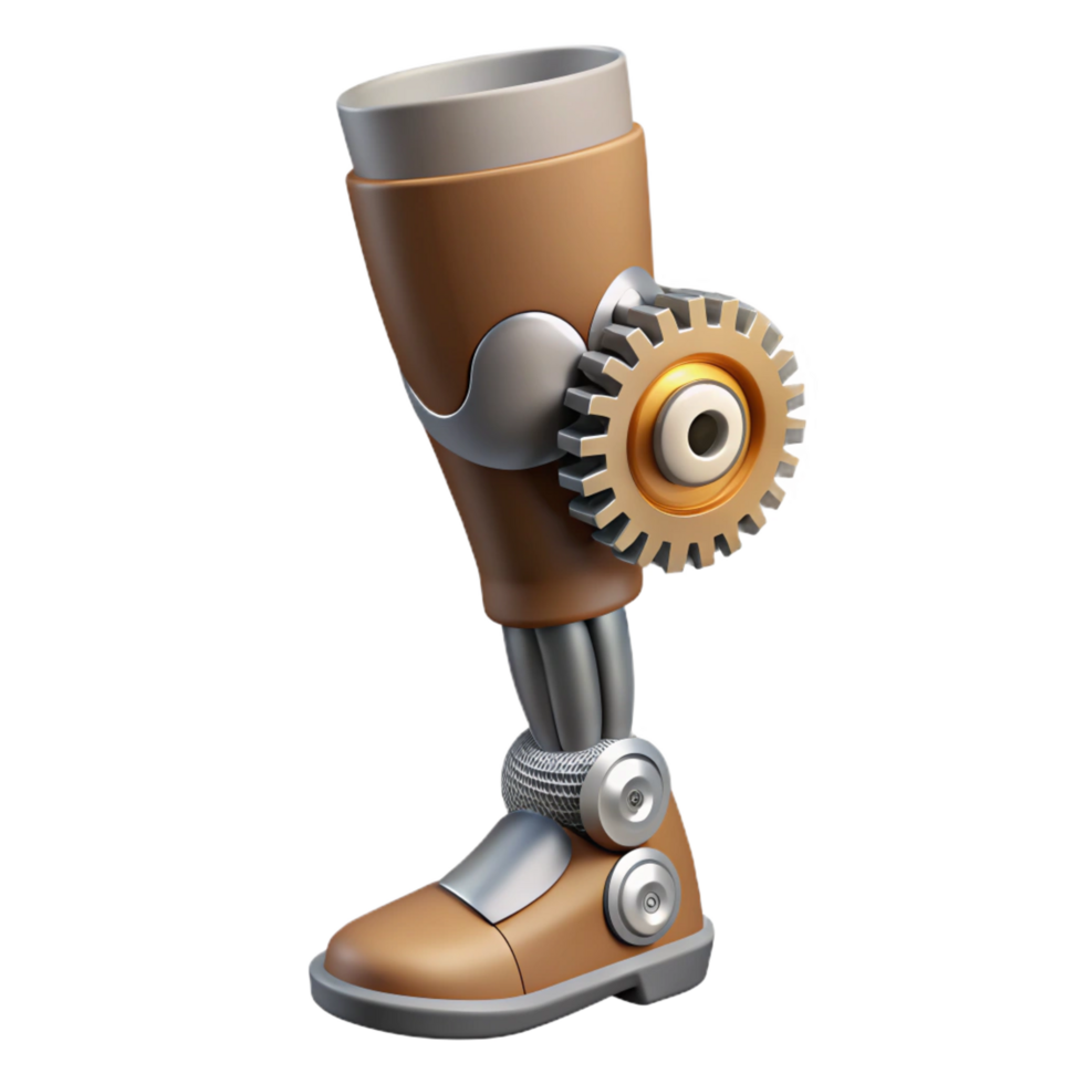 wonderful abstract Biomechanical prosthetic leg with exposed gears authentic png