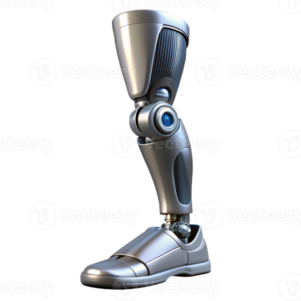 wonderful modern Cybernetic leg prosthetic, realistic skin, metallic joints detailed png