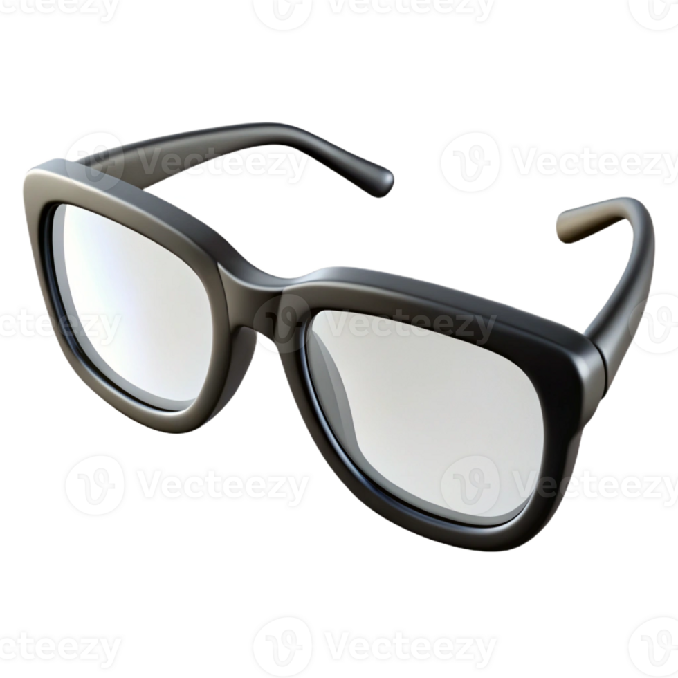 dramatic artistic Pair of eyeglasses, black frames, clear lenses, detailed png