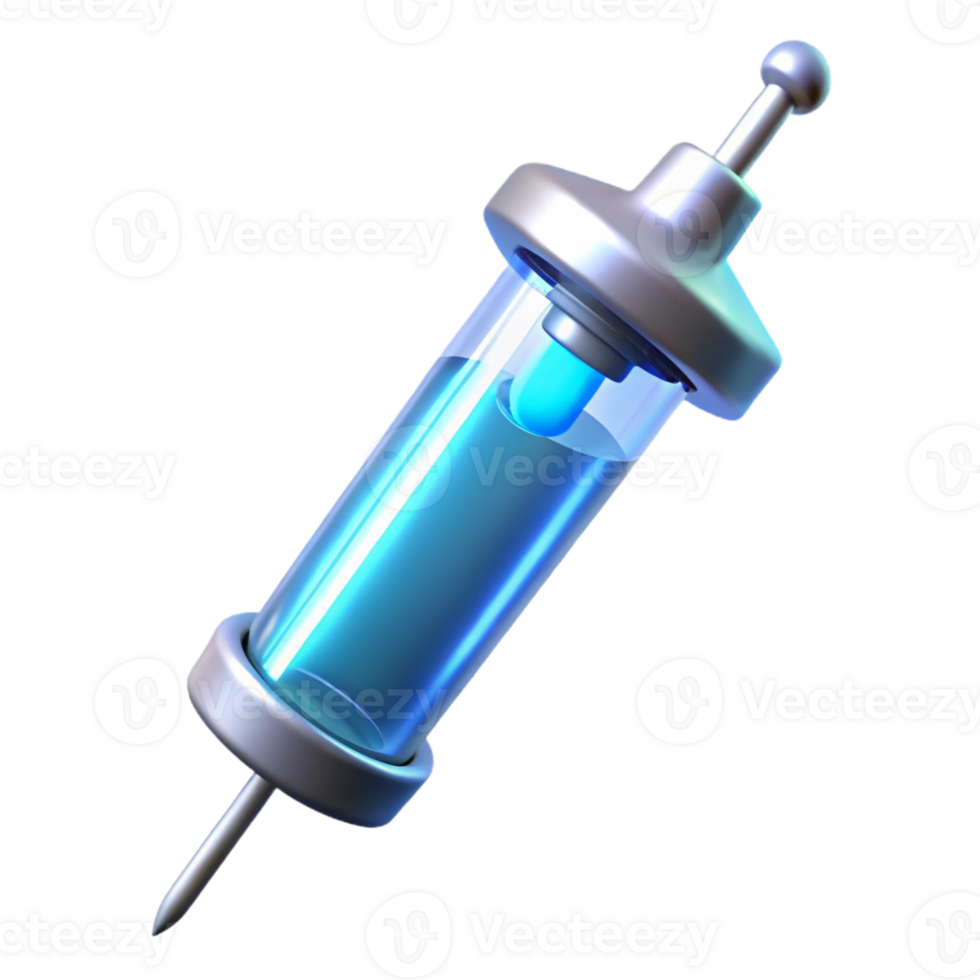 extraordinary creative High-tech medical syringe with glowing fluid original png