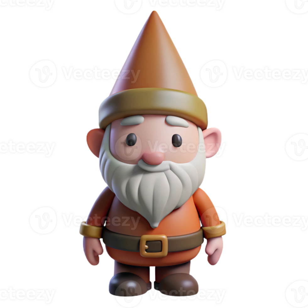 extraordinary artistic Gnome, small and bearded, wearing a pointed hat, high resolution png