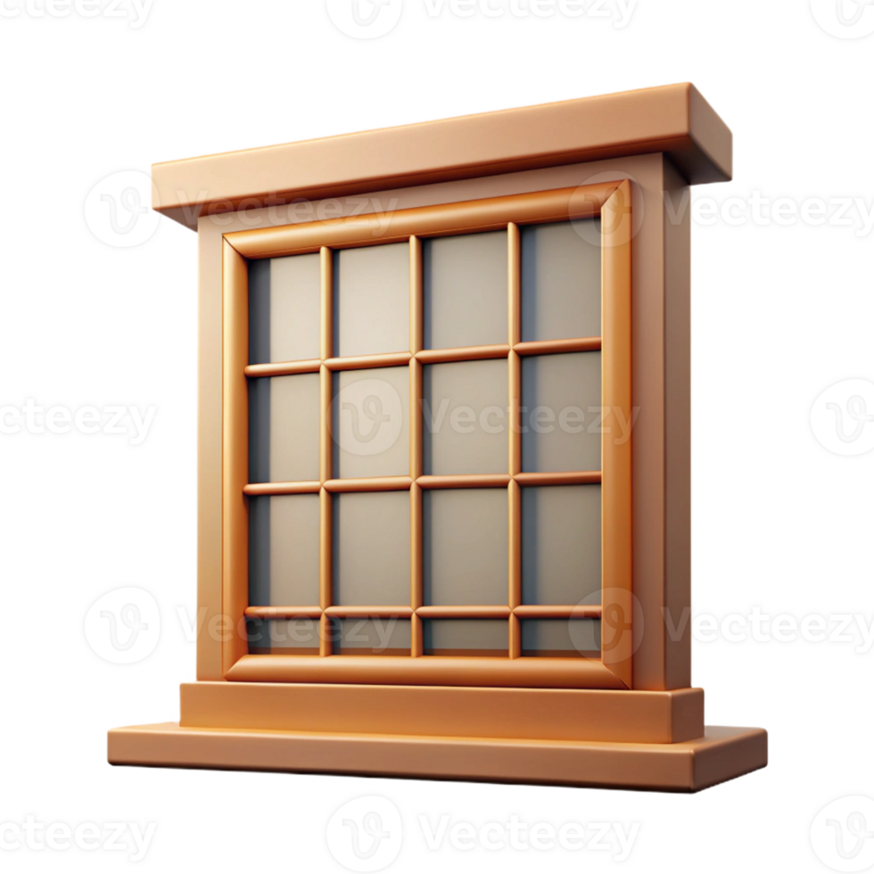 serene rustic Frank Lloyd Wright Prairie School window 4K png