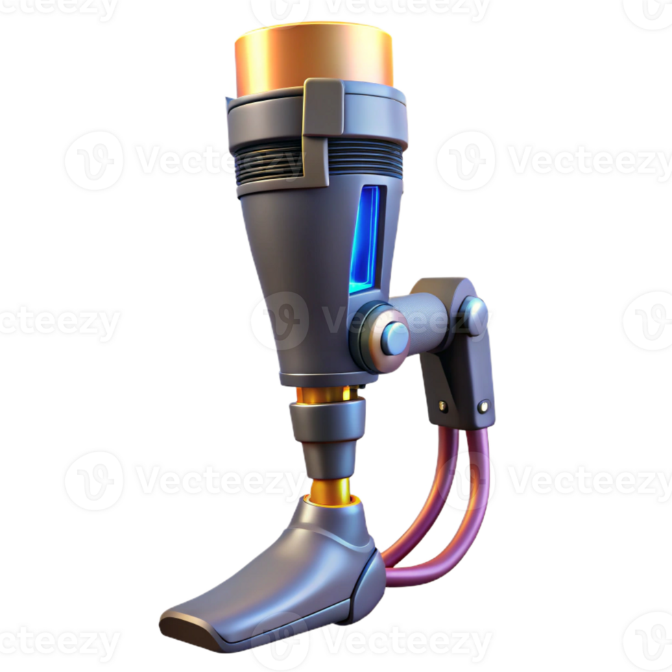 beautiful creative Cyberpunk prosthetic leg with exposed wiring original png