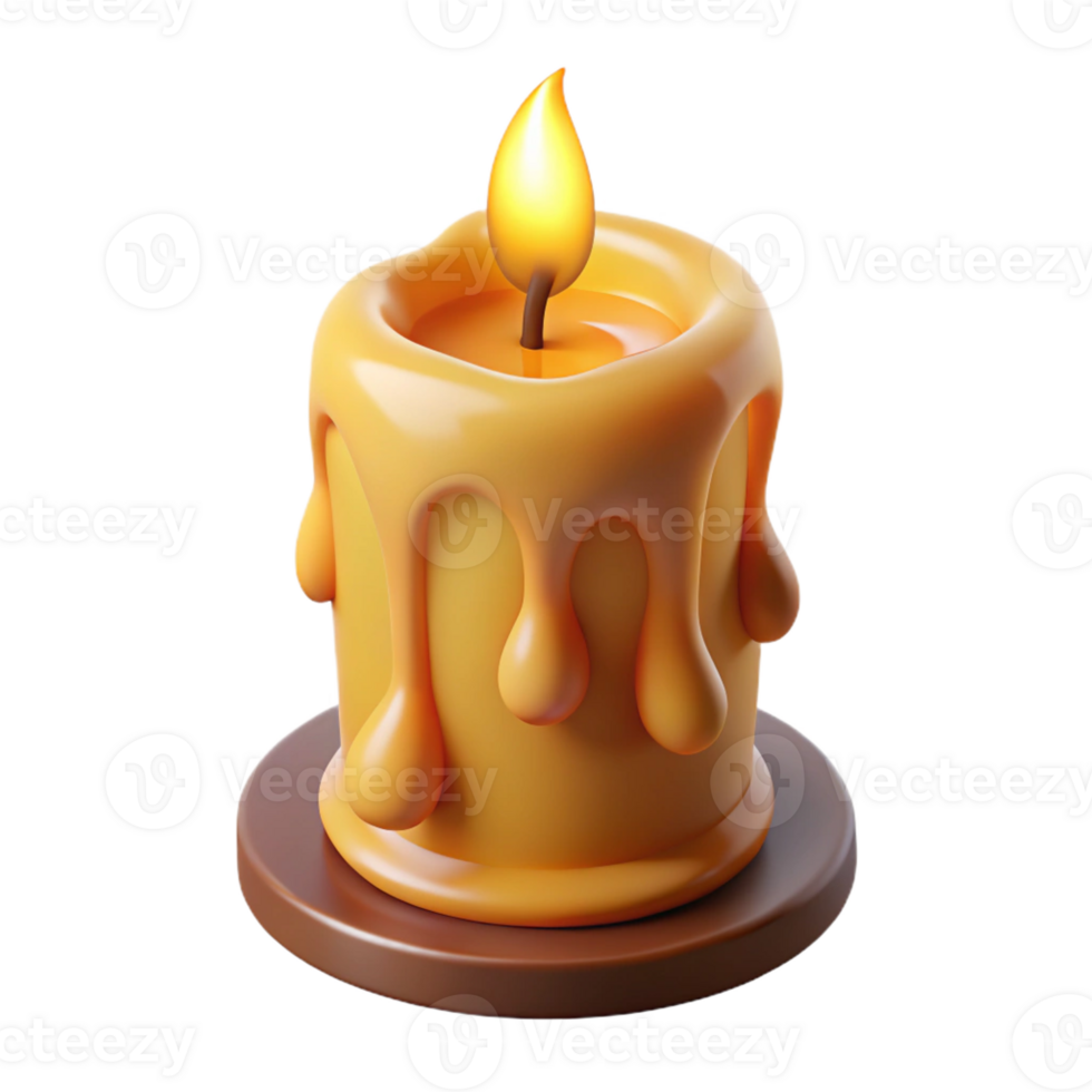 dramatic rustic A burning candle with melting wax, professional png
