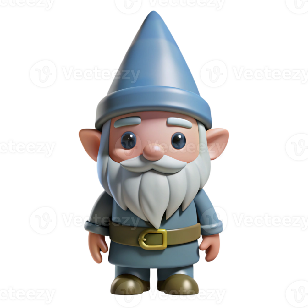 wonderful rustic Gnome, small and bearded, wearing a pointed hat, authentic png