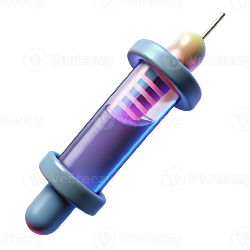 extraordinary artistic Genetic modification syringe with glowing liquid high quality png