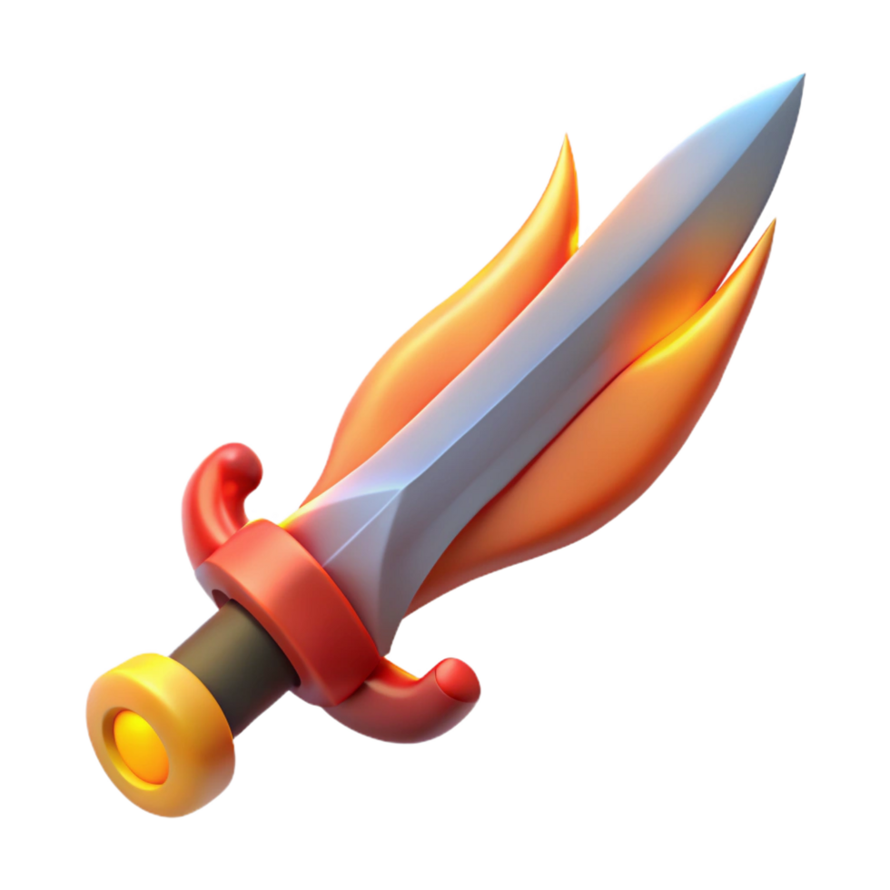 beautiful creative A stylized sword, flames rising from the blade authentic png