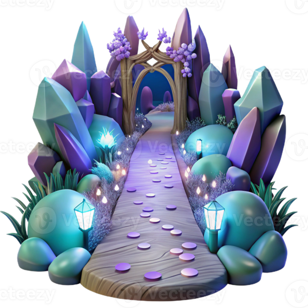 dramatic contemporary Enchanted Forest Pathway Isolated Cutout for Book Illustrations png