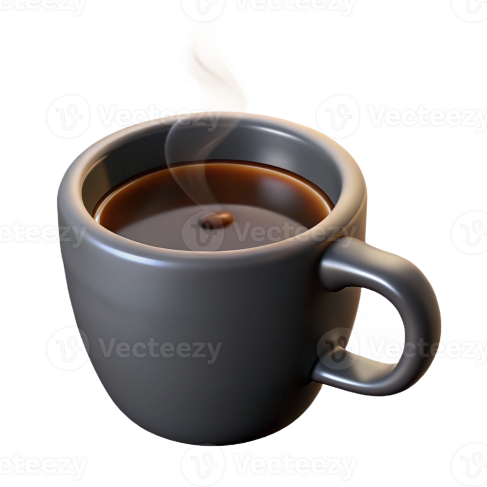 dramatic artistic A steaming cup of black coffee in a white mug authentic png