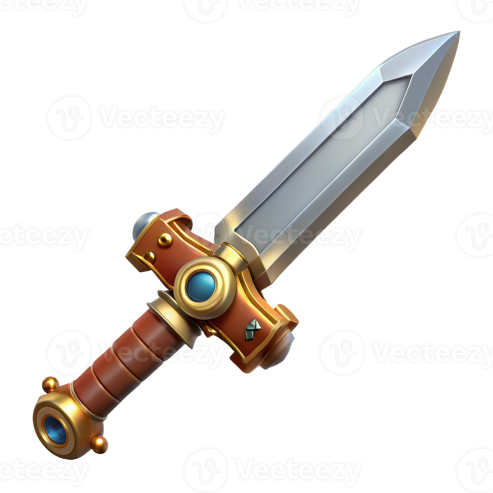 elegant rustic Steampunk sword with a serrated blade and a brass hilt premium png