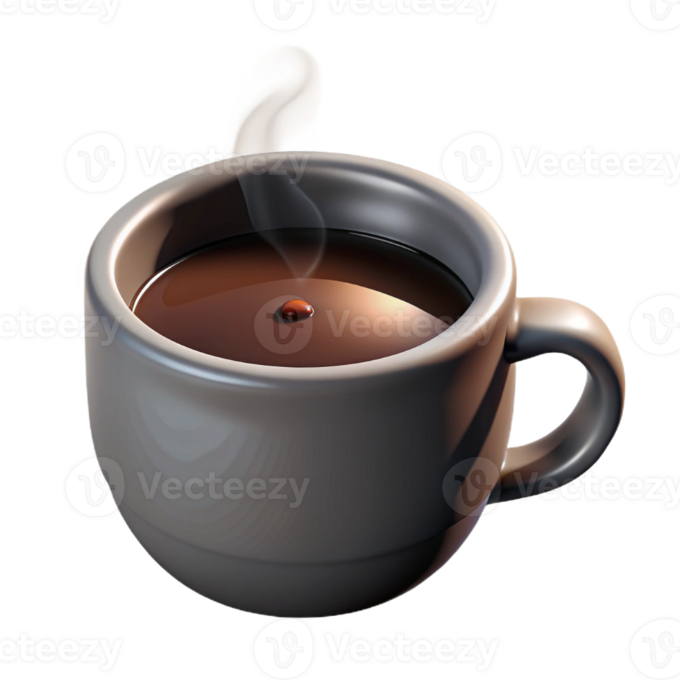 vibrant modern A steaming cup of black coffee in a white mug original png