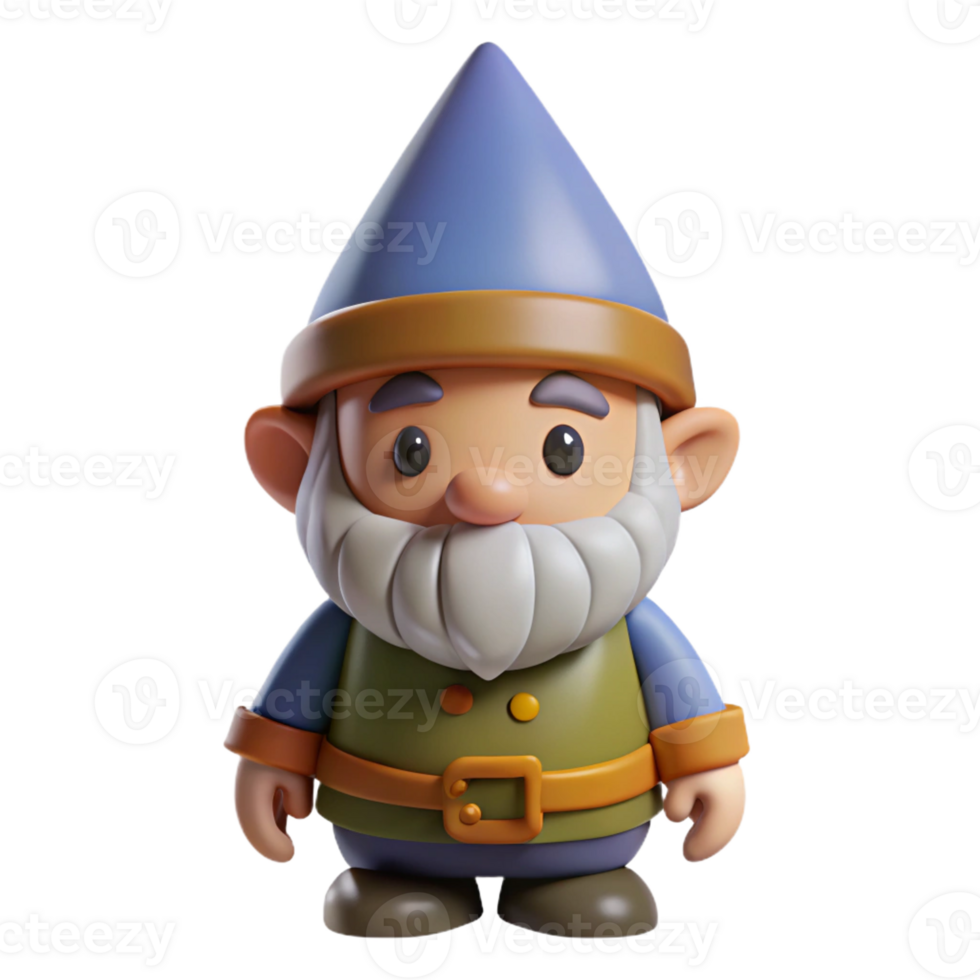 serene abstract Gnome, small and bearded, wearing a pointed hat, premium png