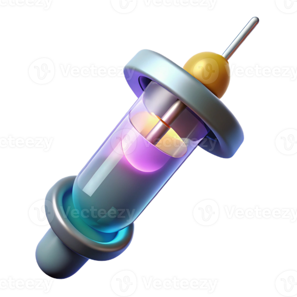 dramatic minimalist Genetic modification syringe with glowing liquid high quality png