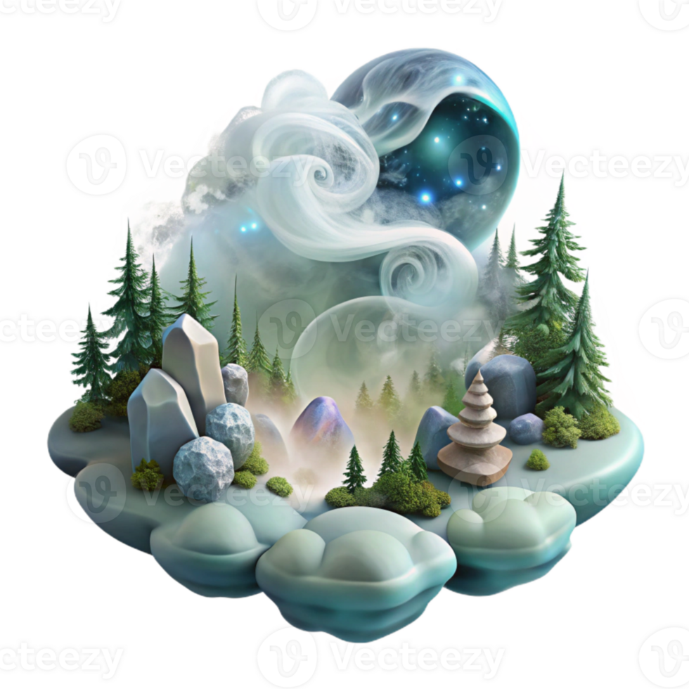 beautiful creative Ethereal Fog Swirling Around Trees Transparent for Fantasy Art high resolution png