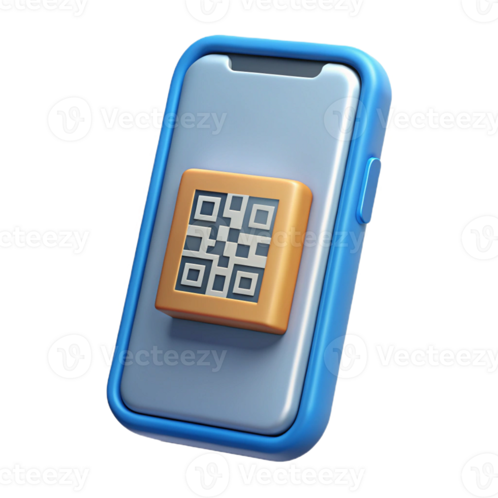 extraordinary artistic Smartphone displaying a QR code original png