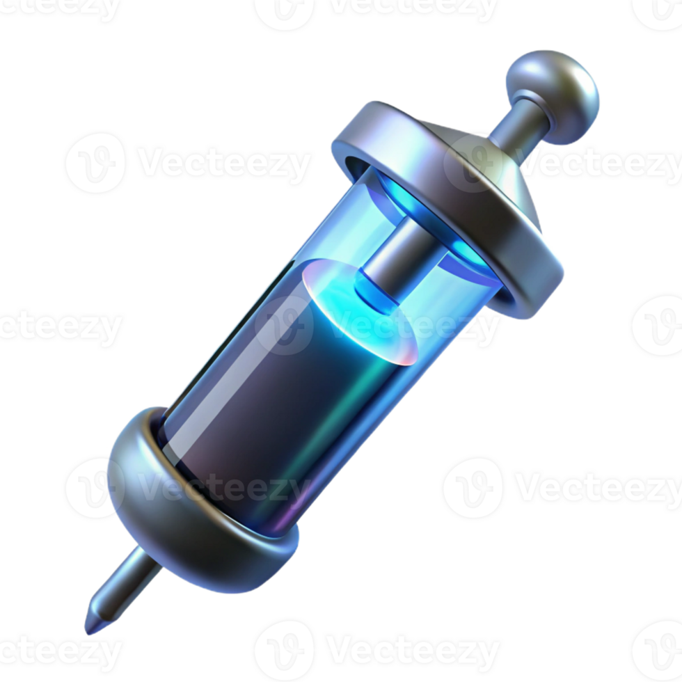 stunning modern High-tech medical syringe with glowing fluid exclusive png