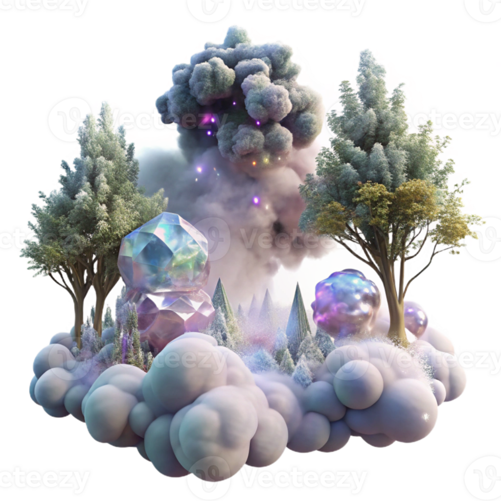 vibrant modern Ethereal Fog Swirling Around Trees Transparent for Fantasy Art high quality png