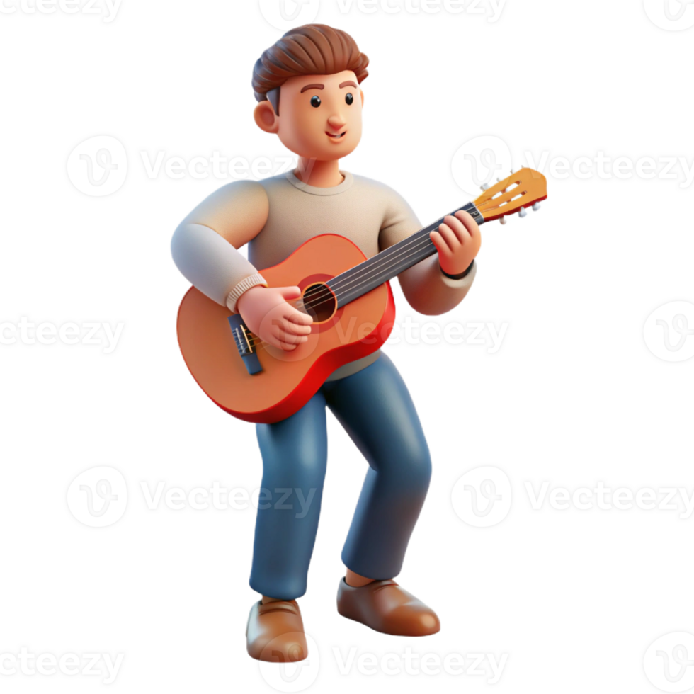 impressive traditional Musician playing a guitar, high quality png