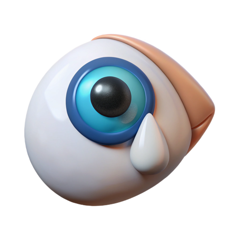 impressive contemporary A single human eye, crying a single tear premium png