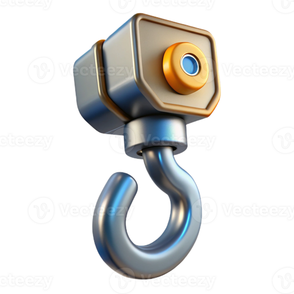 vibrant modern Crane hook, heavy duty steel premium png