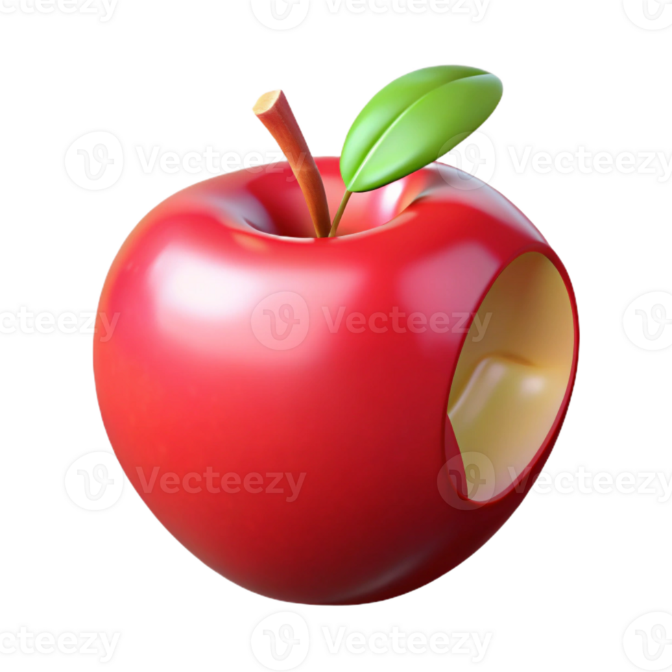 impressive traditional Ripe red apple with a single bite taken out exclusive png