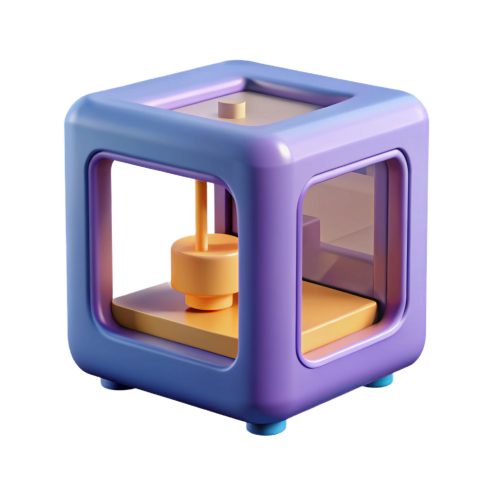 dramatic abstract 3D printer creating a small object exclusive png