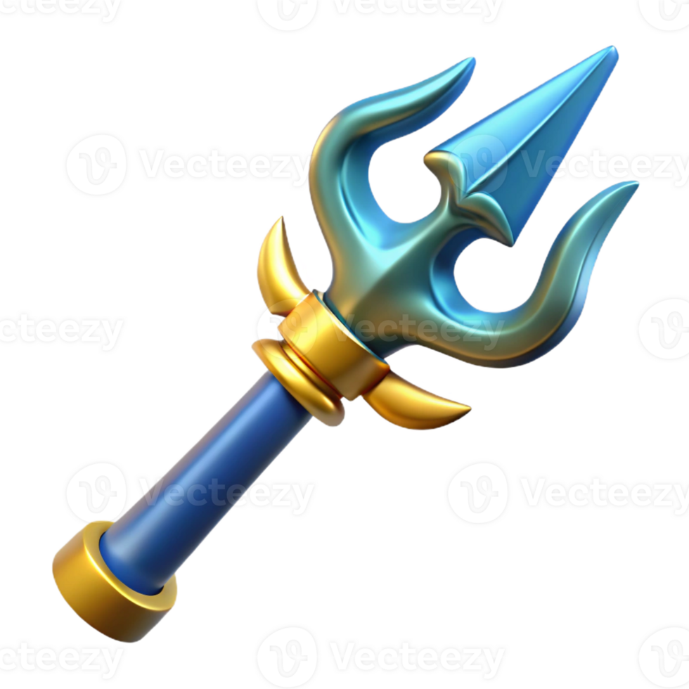 impressive minimalist Poseidon's Trident, ornate and powerful, 4K png