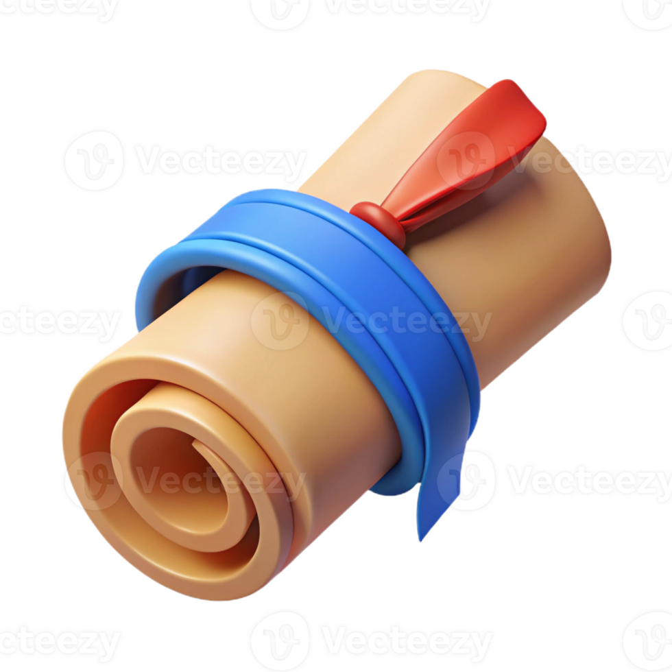 serene contemporary Realistic, ancient scroll, rolled up, tied with ribbon original png