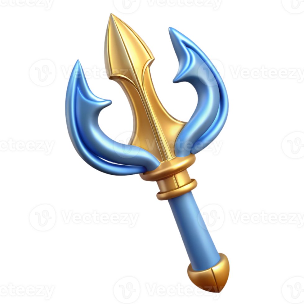 serene vintage Poseidon's Trident, ornate and powerful, 4K png
