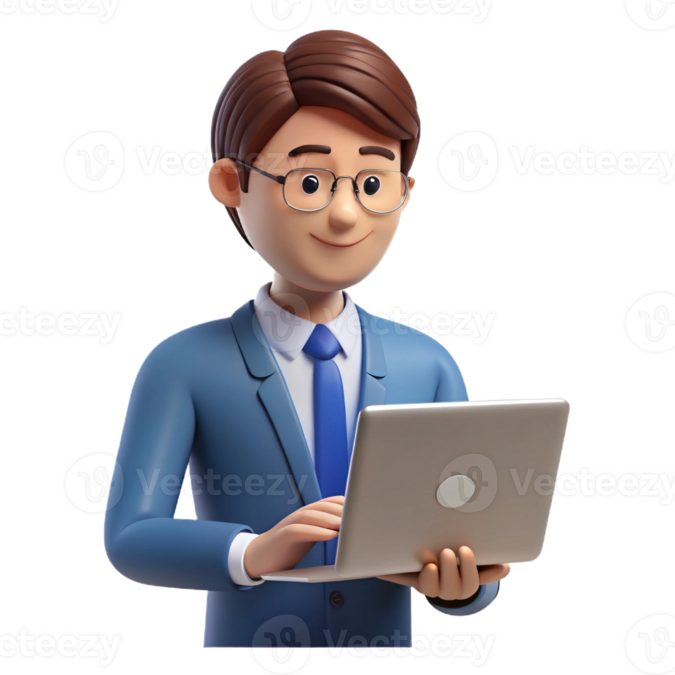 magnificent modern Office worker using a laptop, genuine png