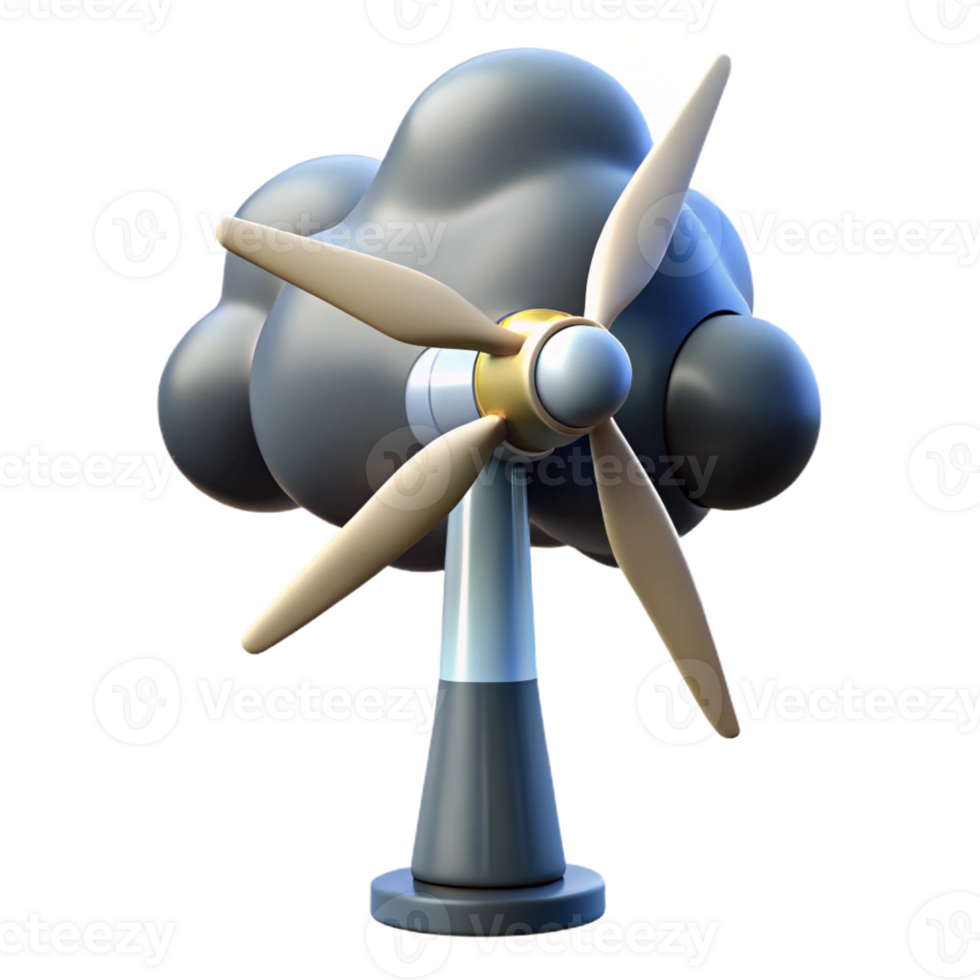 serene artistic A wind turbine generating electricity against a stormy sky, dramatic lighting, photorealistic style detailed png