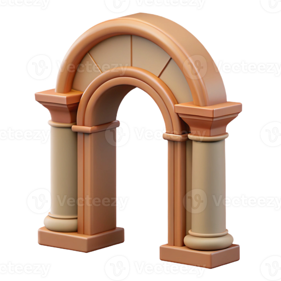 serene contemporary Romanesque arch keystone carving high quality png