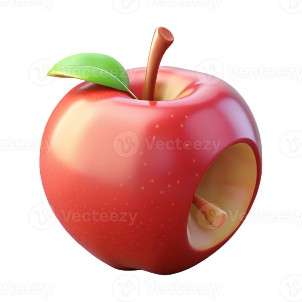elegant rustic A single, ripe apple, with a bite taken out of it original png