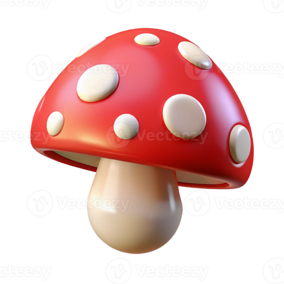 wonderful traditional A mushroom cap, vibrant red with white spots, soft diffused light, fairytale illustration style premium png