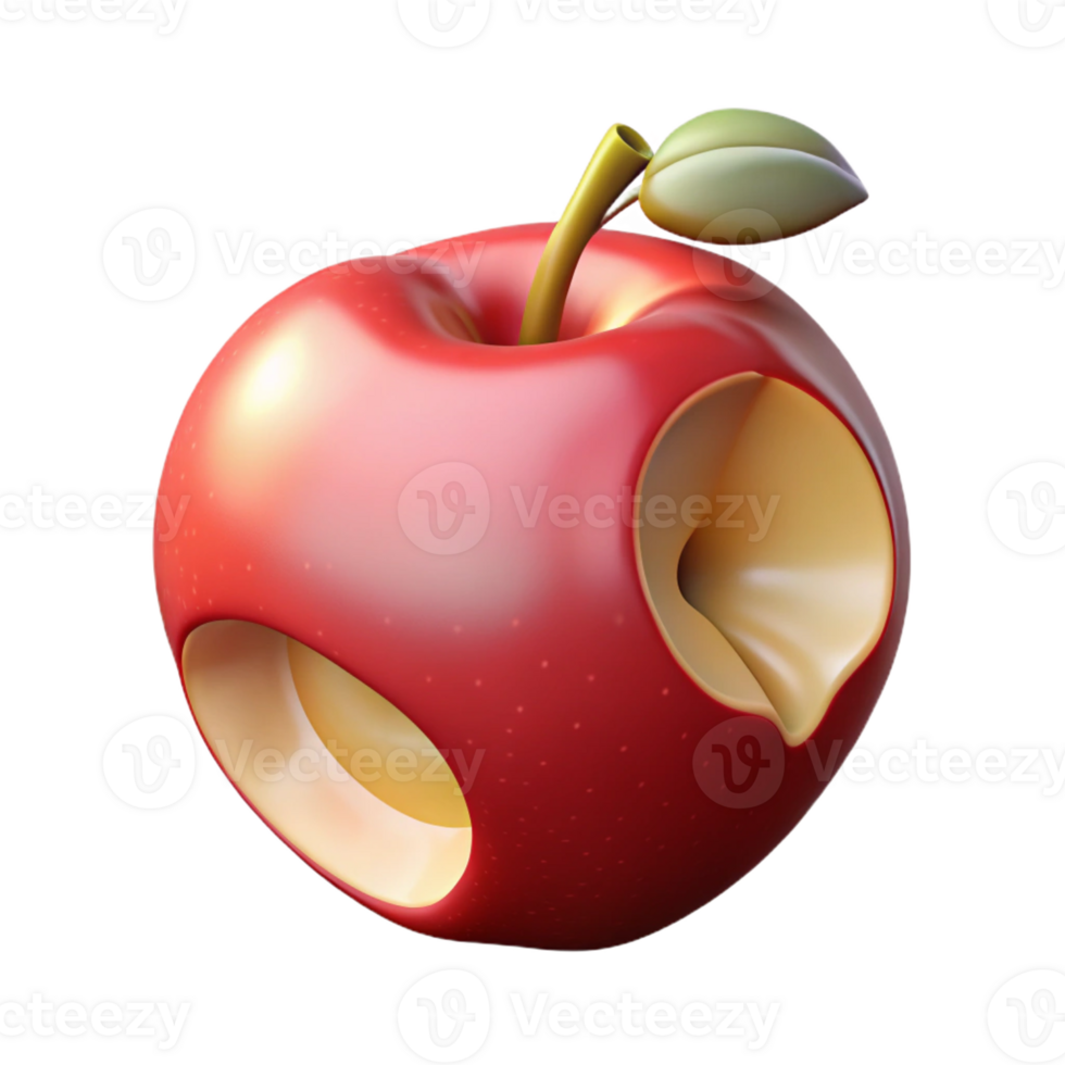 impressive artistic A single, ripe apple, with a bite taken out of it genuine png
